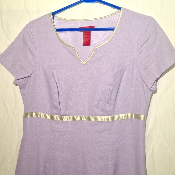 3/$20--Vintage Linen Embroidered Sheath Dress, Lavender Sz 6, NWOT - Picture 2 of 15
